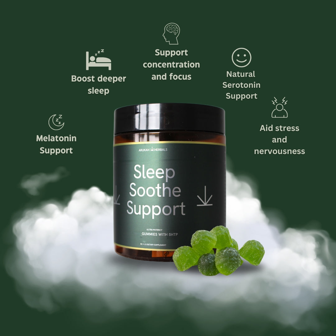 Natural Sleep, ADHD, Stress & Inflammation Gummies Jar featured benefits